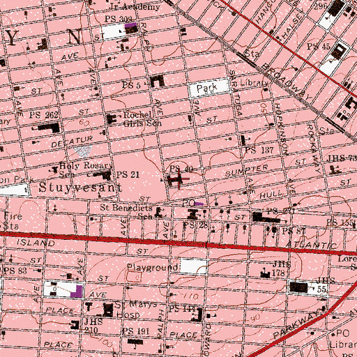 Topographic Map of Gotham Professional Arts Academy, NY