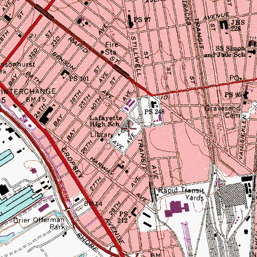 Topographic Map of Life Academy High School For Film And Music, NY