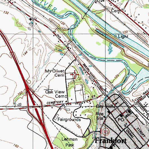 Topographic Map of Mount Olivet Cemetery, NY
