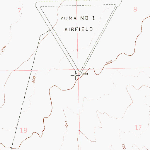 Topographic Map of Yuma Number One Airfield (historical), AZ