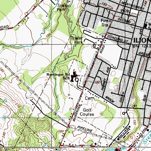 Topographic Map of Barringer Road Elementary School, NY