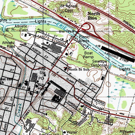 Topographic Map of North Street School, NY