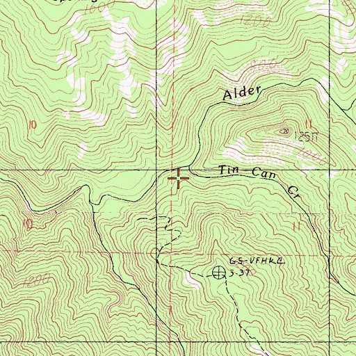 Topographic Map of Tin Can Creek, CA