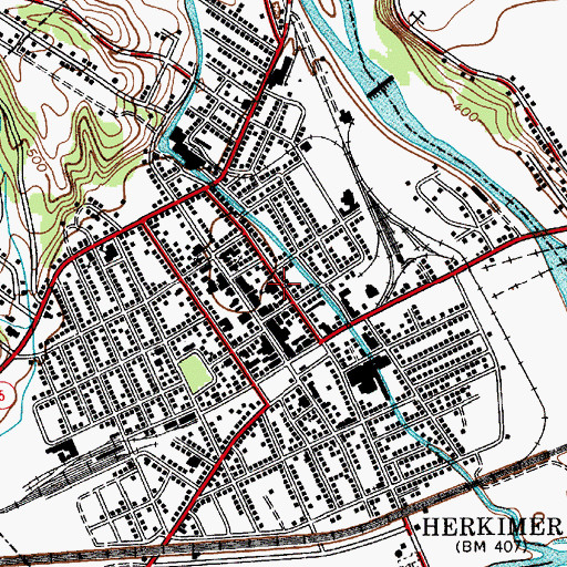 Topographic Map of Loraine W Bills Elementary School, NY
