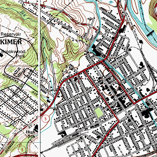 Topographic Map of Herkimer Junior High School, NY
