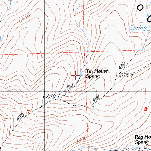 Topographic Map of Tin House Spring, CA