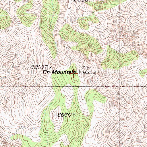 Topographic Map of Tin Mountain, CA