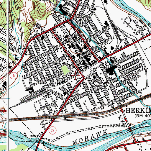 Topographic Map of Village of Herkimer Highway Department Garage, NY