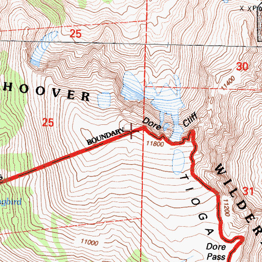Topographic Map of Tioga Crest, CA