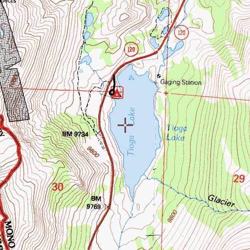 Topographic Map of Tioga Lake, CA