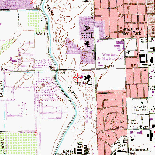 Topographic Map of Yuma Regional Medical Center, AZ