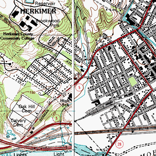 Topographic Map of Herkimer Memorial Hospital (historical), NY