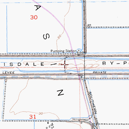 Topographic Map of Tisdale By-Pass, CA