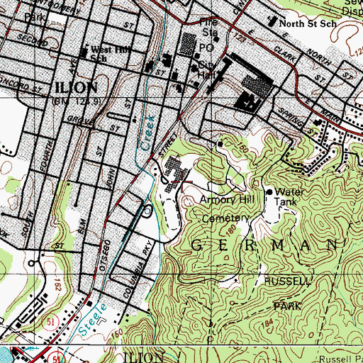 Topographic Map of Ilion Junior - Senior High School, NY