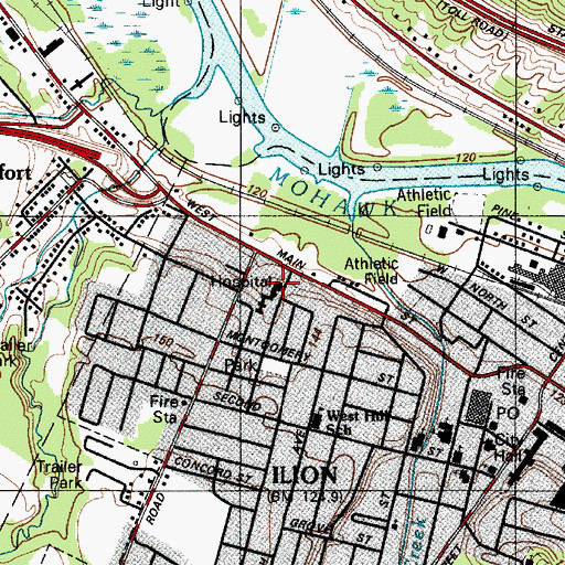 Topographic Map of Ilion Hospital (historical), NY