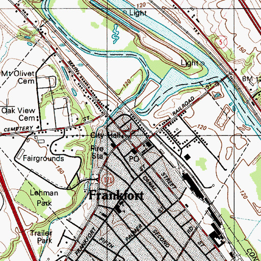 Topographic Map of First Baptist Church, NY