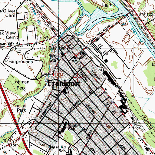Topographic Map of Frankfort Free Library, NY