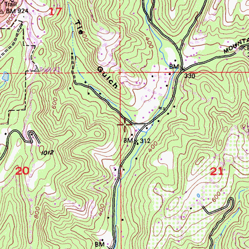 Topographic Map of Tie Gulch, CA