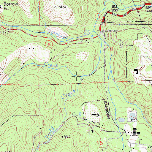 Topographic Map of Todd Creek, CA