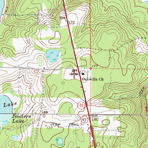 Topographic Map of Ochwilla Elementary School, FL