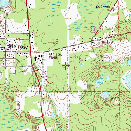 Topographic Map of Melrose Water Association Tower, FL
