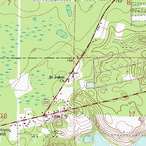 Topographic Map of Saint John Cemetery, FL