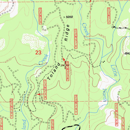 Topographic Map of Toland Ridge, CA