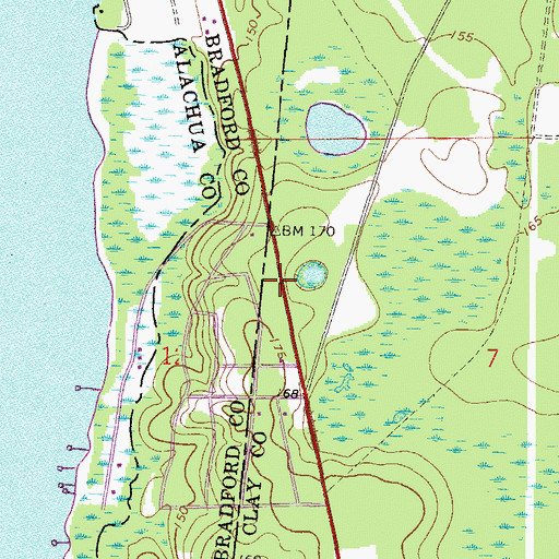 Topographic Map of Church of Christ Melrose, FL