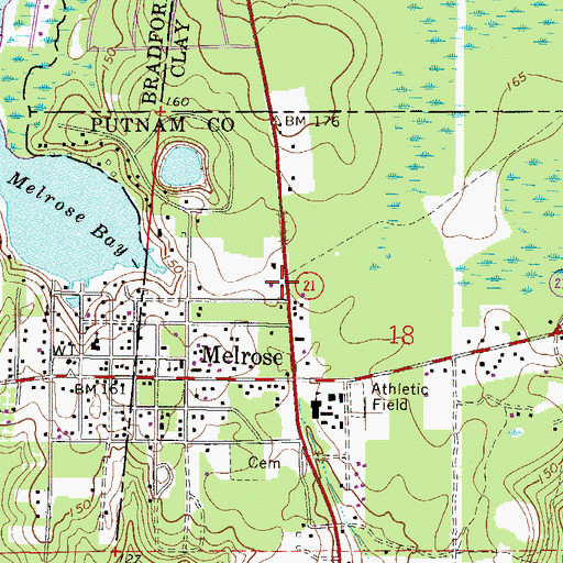 Topographic Map of Melrose Post Office, FL