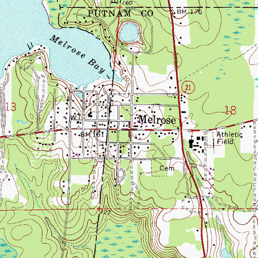Topographic Map of Melrose Heritage Park, FL