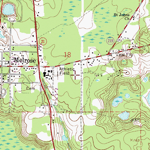 Topographic Map of Little Melrose Church of Old Regular Baptist Faith and Order, FL