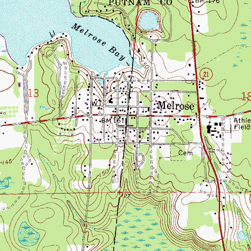 Topographic Map of Melrose United Methodist Church, FL