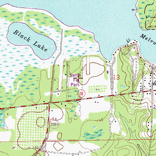 Topographic Map of Santa Fe Lake Park, FL