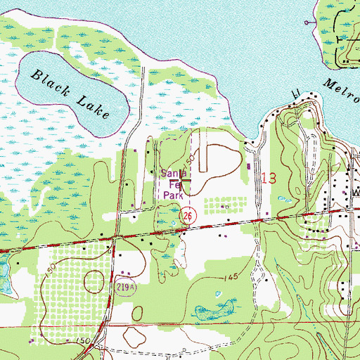 Topographic Map of Santa Fe Lake Park, FL