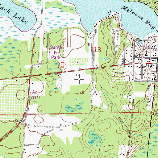 Topographic Map of Melrose Church of God of the Mountain Assembly, FL