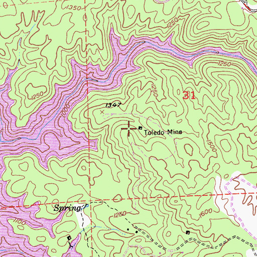 Topographic Map of Toledo Mine, CA