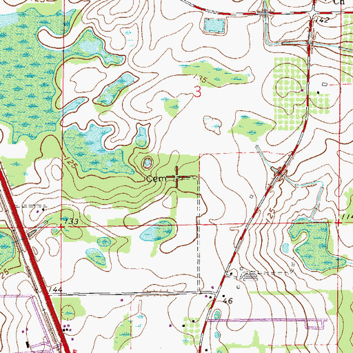 Topographic Map of Waters Cemetery, FL