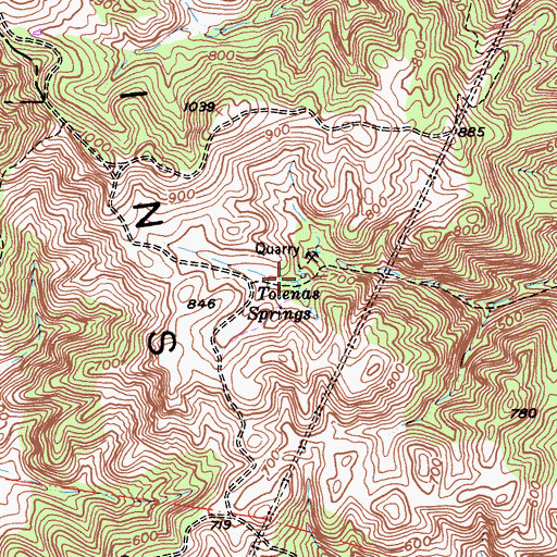 Topographic Map of Tolenas Springs, CA