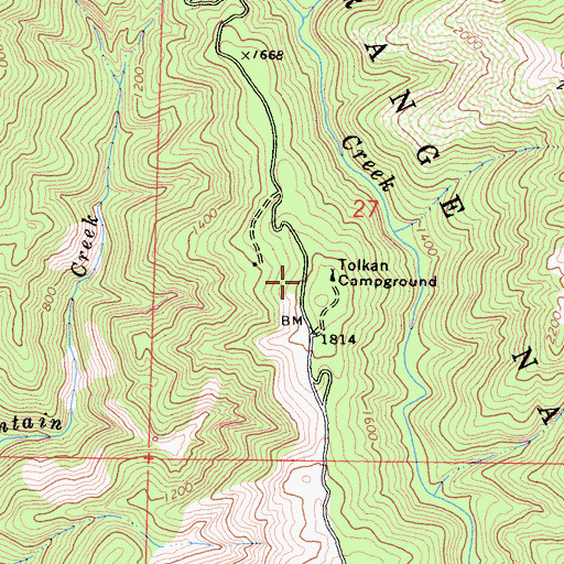 Topographic Map of Tolkan Campground, CA