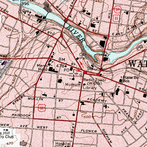 Topographic Map of Memorial Health Building, NY