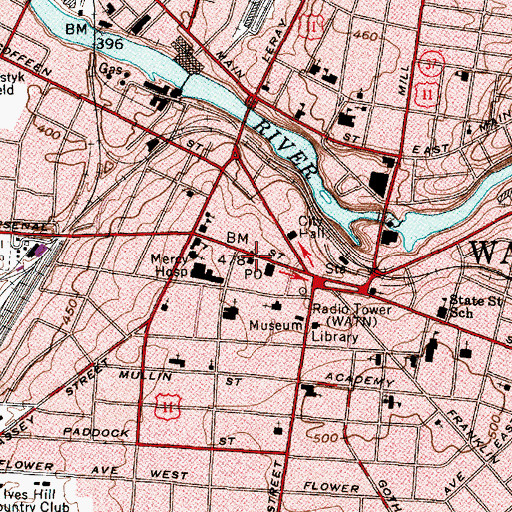 Topographic Map of Jefferson County Court House, NY