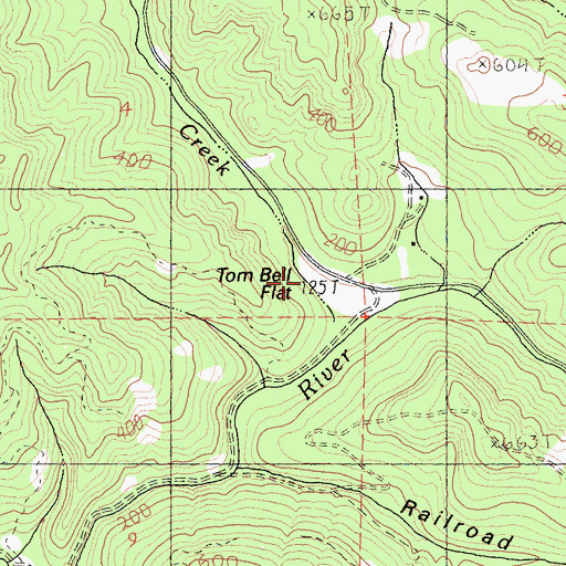 Topographic Map of Tom Bell Flat, CA