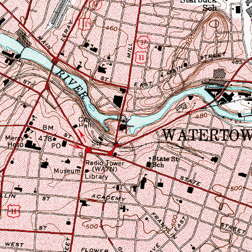 Topographic Map of Beebee's Island, NY