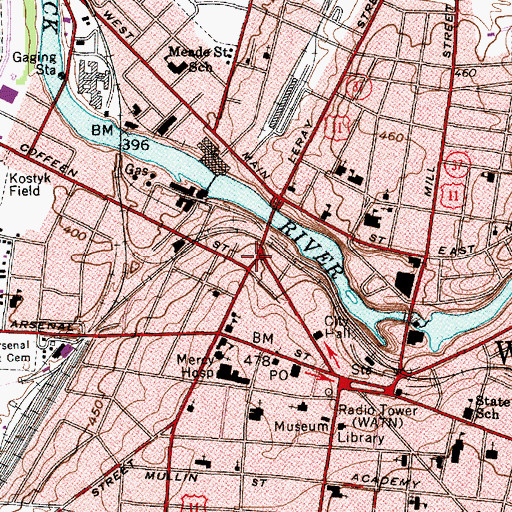 Topographic Map of Jefferson County Jail, NY