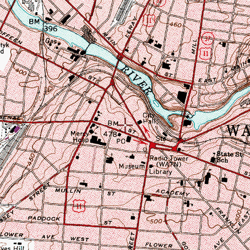 Topographic Map of Saint Patricks Parochial School, NY