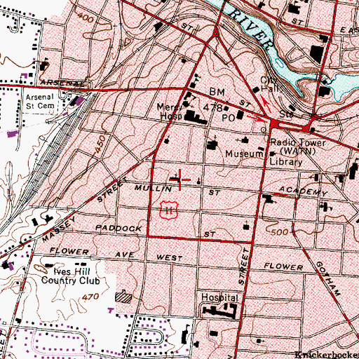 Topographic Map of First Methodist Church, NY