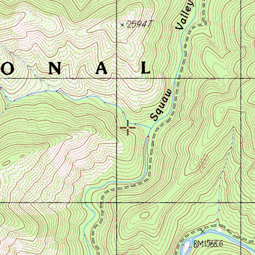 Topographic Map of Tom Dow Creek, CA
