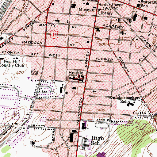 Topographic Map of Samaritan Medical Center, NY