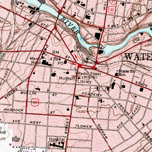 Topographic Map of Jefferson County Historical Society, NY