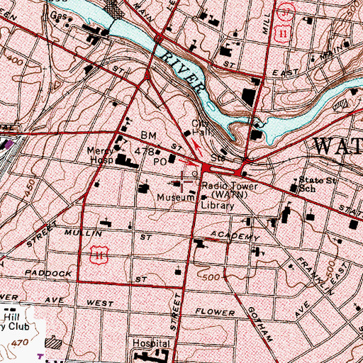Topographic Map of Stone Street Presbyterian Church, NY